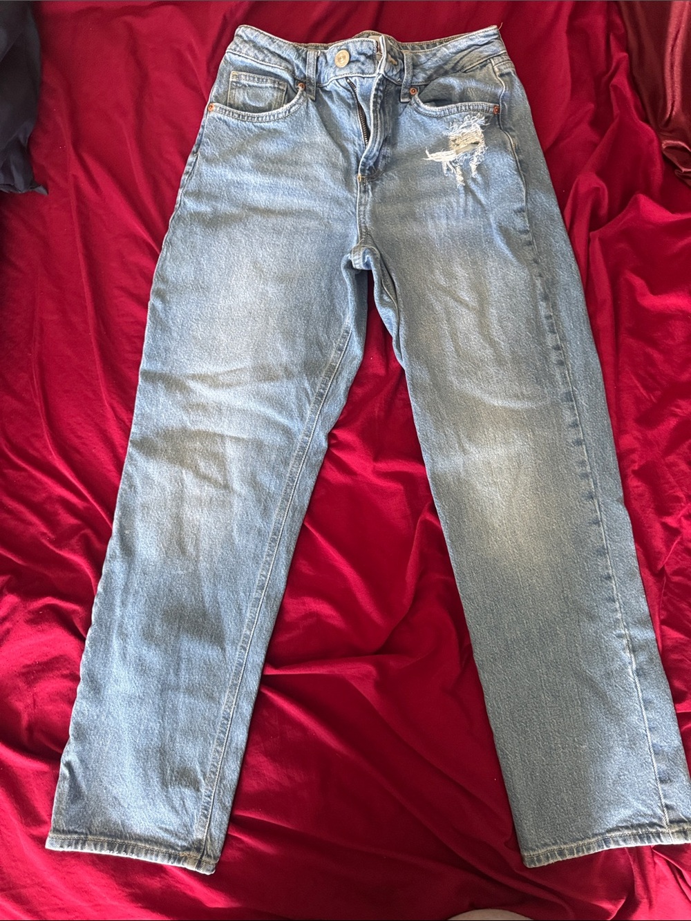 BDG Light Blue Straight Leg Jeans with Ripped Detail